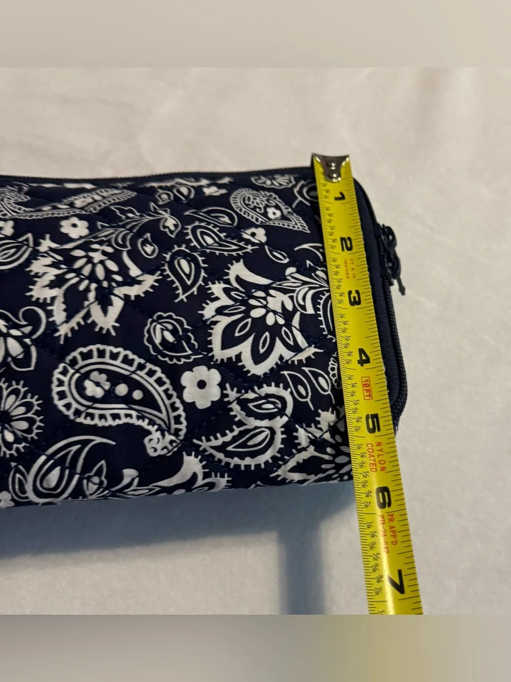 Navy Paisley Quilted Cosmetic Travel Organizer Bag